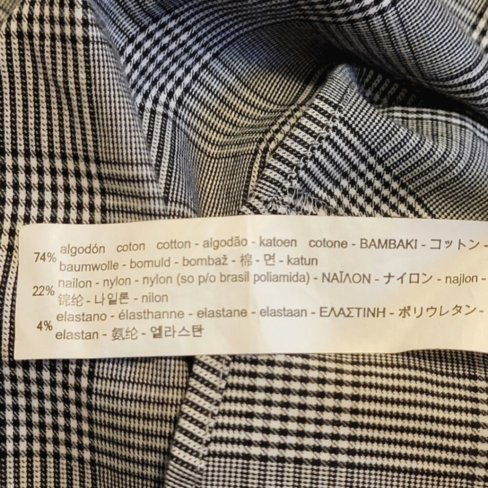 ZARA WOMAN Plaid Bell Sleeve Black and White Cotton Blend Top Size M - Picture 11 of 13
